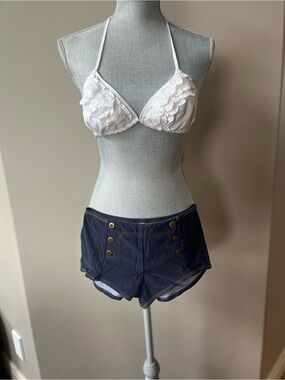 Robin Piccone Navy and White Swimwear Set Label Detail